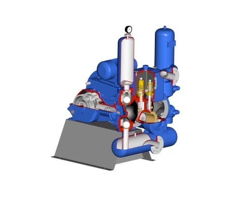 sectional drawing of single-acting piston diaphragm Pump type ER520S